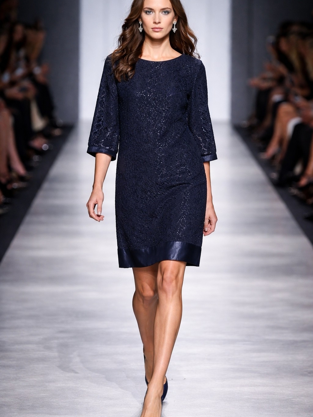 Laundry By Shelli Segal Navy Lace Shift Coverup